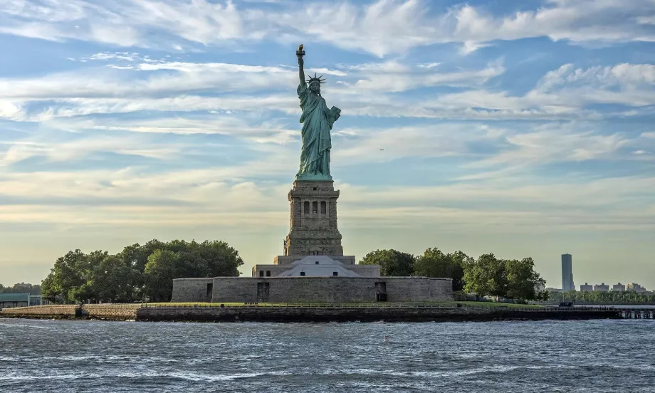 Udsigt til Frihedsgudinden fra Staten Island-færgen