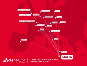 KM Malta Airlines rutekort