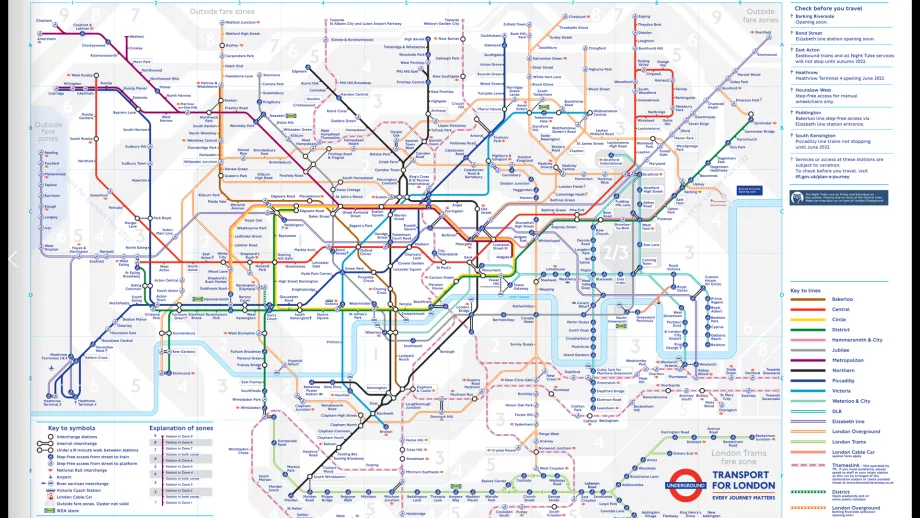 Kort over Londons undergrundsbane