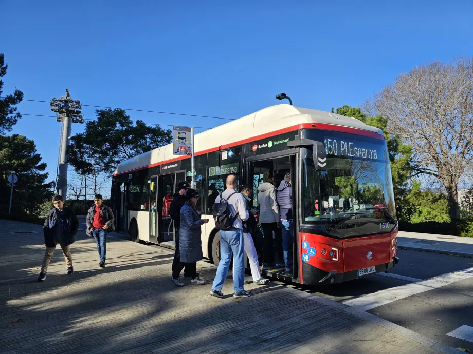 Bus 150 på Montjuic-bakken