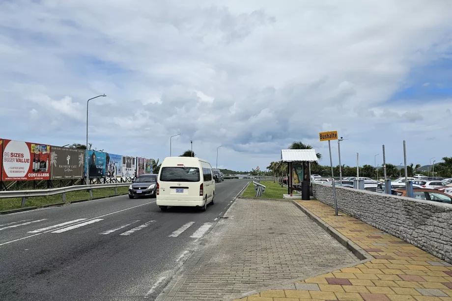 Minibus stop in front of the terminal