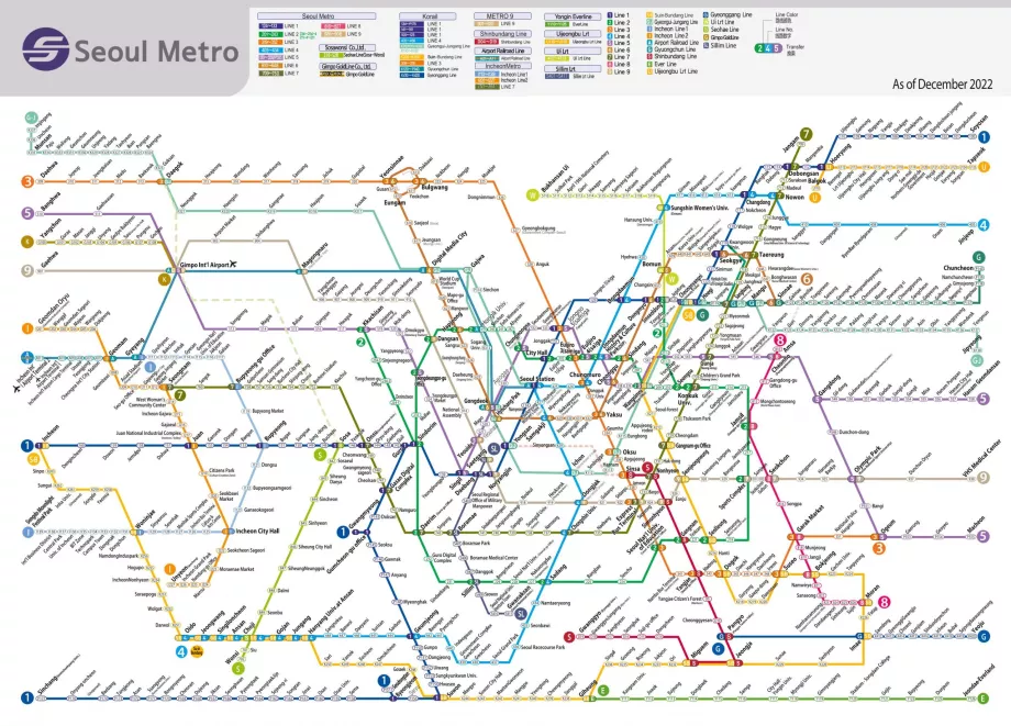 Kort over Seouls metro