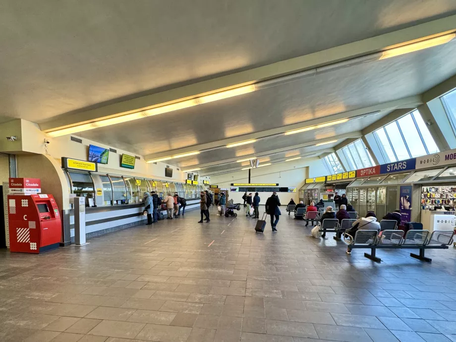 Check-in-hallen på Riga busstation