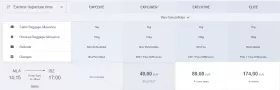 Eksempler på Universal Airs prisklasser - skærmbillede fra hjemmesiden